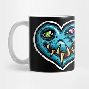 Zombie Heart Smile Eyes Blue Valentines Day Mug